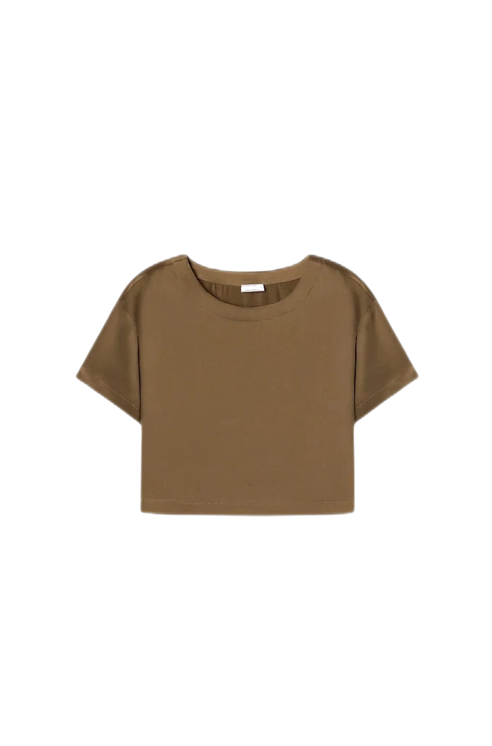 HAisTsiAH Top Chocolate / Extra-Small The Crop T-Shirt in Silk